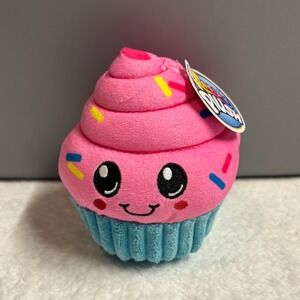 BMI Merchandise Cupcake Plush Pink Frosting Blue Base Sprinkles Kawaii Toy NWT